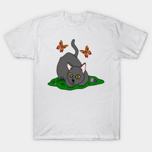 Cat and Butterfly T-Shirt